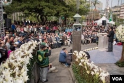 台北228公园内举办的纪念活动。(美国之音记者方正拍摄)