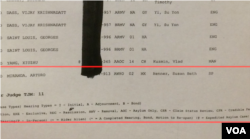 杨秀珠案旁被注明该案为“加快庇护案”(expedited asylum case)(美国之音方冰拍摄)