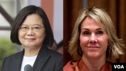 资料照:台湾总统蔡英文(左)与美国常驻联合国代表凯莉·克拉夫特大使