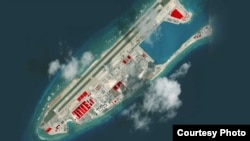 美国智库战略与国际研究中心(CSIS)的分支机构“亚洲海事透明倡议 ”(Asia Maritime Transparency Initiative)2017年12月公布的永暑礁的最新卫星图像。