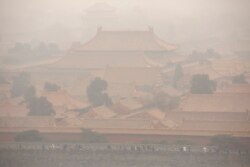 北京故宫在一个雾霾天里。(2020年1月18日)
