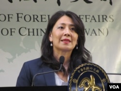 台湾外交部发言人欧江安2019年7月25日在例行记者会上讲话。 (美国之音张永泰拍摄)