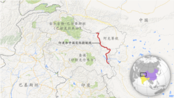 中国印度实际控制线,含中国新疆和田地区 (阿克赛钦)、巴控克什米尔 (吉尔吉特-巴尔蒂斯坦) 和印控克什米尔 (查谟)