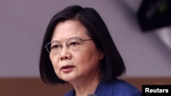 2021年10月10日,台湾总统蔡英文在双十国庆上讲话。