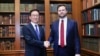 美国当选副总统JD万斯(JD Vance)在华盛顿会见到访的中国国家副主席韩正。(2025年1月19日)