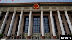 正在举行中国人大会议的北京人大会堂(2020年5月25日)