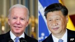 资料照:美国总统拜登(左),中国领导人习近平