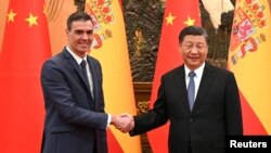 2023年3月31日,中国国家主席习近平和西班牙首相佩德罗·桑切斯在北京会晤。(路透社照片)