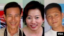 Blogger Điếu Cày, Tạ Phong Tần, và AnhbaSaigon (từ trái qua phải).