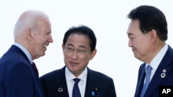2023年5月21日,美日韩三国领导人在日本广岛举行的七国集团峰会期间