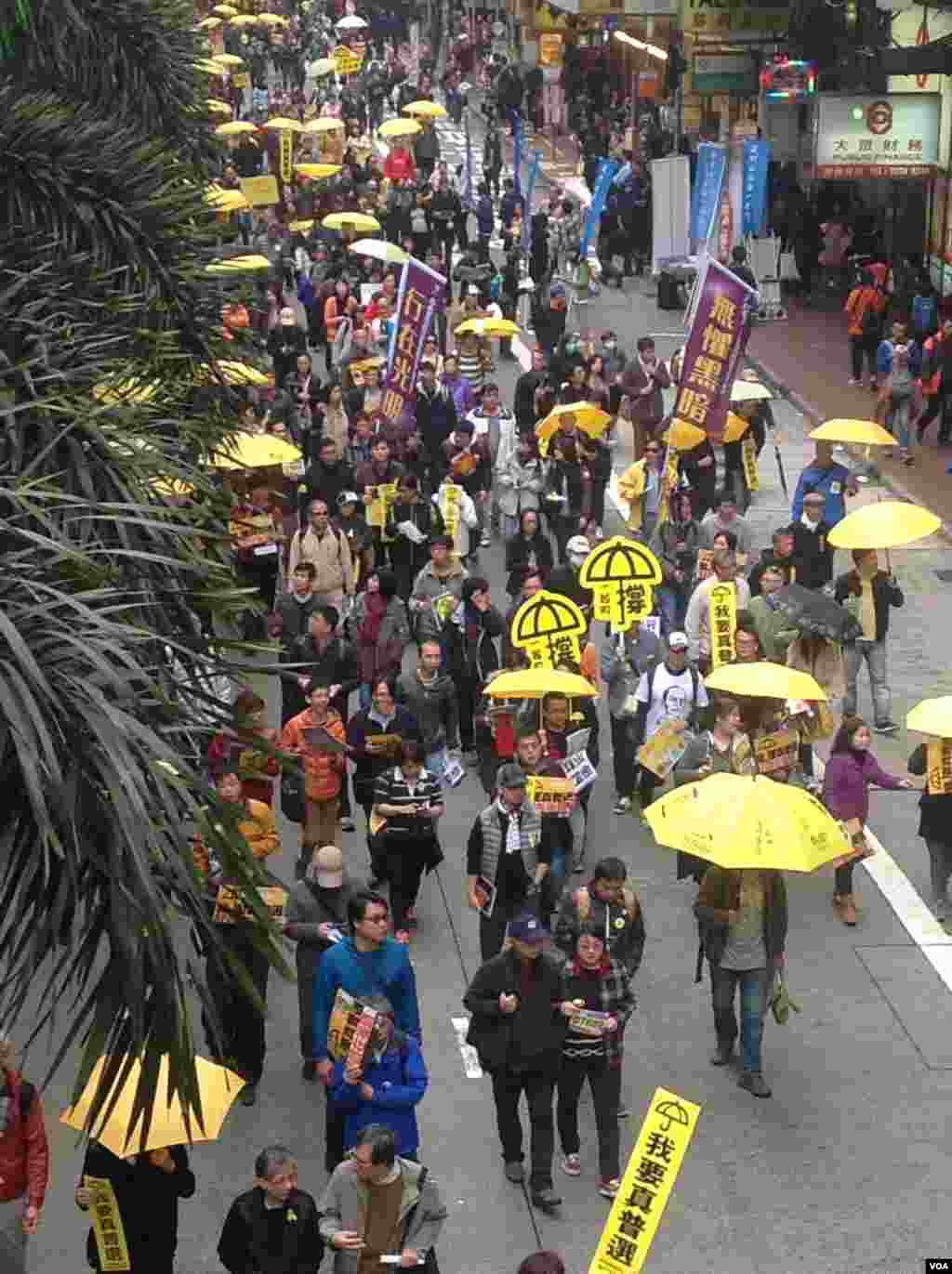 数万港人参与民阵争取真普选大游行(美国之音海彦拍摄)