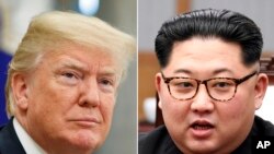 美国总统川普(左)和朝鲜领导人金正恩