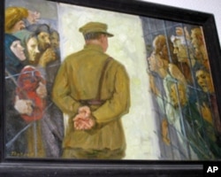莫斯科古拉格博物馆中的油画,展示斯大林政治迫害