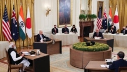 资料照片:拜登总统在白宫会晤“四方安全对话”(QUAD)国家的领导人。(2021年9月23日)