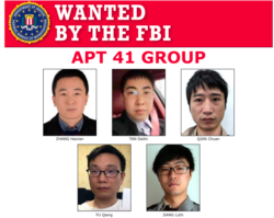 联邦调查局公布的五名被起诉的中国黑客照片,他们被控为APT 41黑客团伙成员。(2020年9月16日)