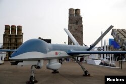 广东珠海中国国际航空航天博览会上展出的CH-4无人机。(2021年9月29日)