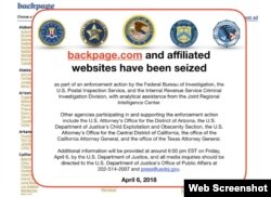 被查封的backpage.com网站的网络图像(2018年4月6日)