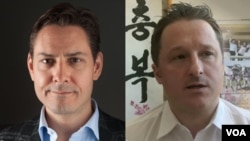 加拿大前外交官康明凯(左)和商人斯帕弗
