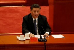 中共领导人习近平2020年10月23日在纪念“抗美援朝”会议上发表讲话(路透社)