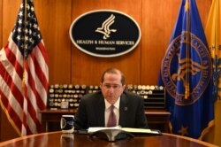 美国卫生及公共服务部部长阿扎尔(Alex Azar)在2020年4月27日与台方进行双边通话会议。(图片取自Alex Azar 推特)