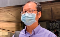 支联会秘书蔡耀昌表示,同香港人分享16个字:不亢不卑,坦然面对,初心不改,信念长存(美国之音/汤惠芸)