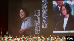 民进党主席蔡英文在演讲 (美国之音杨明拍摄)