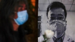 2020年2月7日,一名戴口罩港人参加烛光集会,悼念在武汉不幸感染新冠肺炎殉职的吹哨人李文亮医生。
