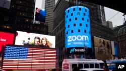 视频软件Zoom在纳斯达克上市。(2019年4月18日)