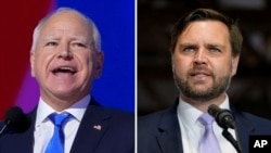 民主党副总统候选人蒂姆·沃尔兹(Tim Walz,左)和共和党副总统候选人JD万斯(JD Vance)10月1日晚进行辩论。
