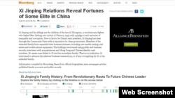 彭博社报导习近平的财产(彭博社网站截频)