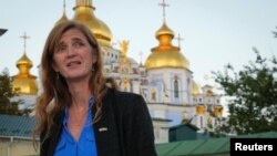 Адміністраторка USAID Саманта Пауер під час візиту у Київ 6 жовтня 2022 року. Фото: Efrem Lukatsky/via Reuters