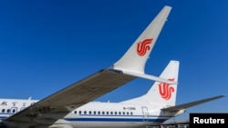 中国国航的波音737 MAX飞机停在北京的一个机场(路透社2019年3月11日)
