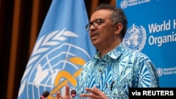 日内瓦,世界卫生组织总干事谭德塞出席第73届世界卫生大会(2020年5月19日)。