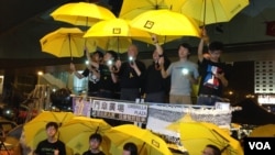 占领运动10月28日纪念雨伞运动满月(美国之音图片/海彦拍摄)