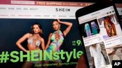 Trang web của Shein, trái, và Temu, phải.
