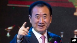万达集团董事长王健林2016年6月16日在北京的一场签约仪式上(资料照片)。