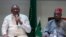 Mokonzi ya kala ya Kenya Kenyatta, G, azali koloba pene na mokonzi ya kala ya Nigeria Olesegun Obasanjo, na masolo ma kimya kati na bakambi na Ethiopie na Tigrée, Nairobi, Kenya, 7 sanza ya zomi na moko 2022. (AP Photo/Khalil Senosi)