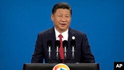 (资料照)2017年5月14日,习近平在北京召开的“一带一路”研讨会开幕式上发表讲话。(美联社图)