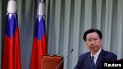 Taiwanese Foreign Minister Joseph Wu attends a news conference, following an agreement by China and the Dominican Republic to establish diplomatic ties, in Taipei, Taiwan, May 1, 2018.