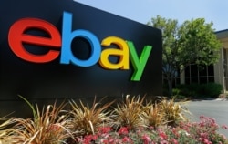 资料照:eBay在美国加州办公室前的标识。