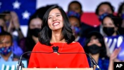台湾裔美国人吴弭(Michelle Wu)当选波士顿市长(美联社2021年11月2日)