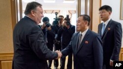 美国国务卿彭佩奥与朝鲜中央委员会副委员长金英哲举行会谈(2018年7月7日)