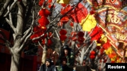 北京地坛公园的春节节日装饰(2019年2月1日)