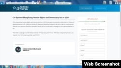 在美国的香港人组织在网上发起写信运动,游说所属地区国会议员加入成为“2019年香港人权和民主法案”草案共同提案人。(网上截图)