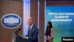 Tổng thống Mỹ Joe Biden phát biểu về sáng kiến của Nhà Trắng về biến đổi khí hậu, tại Washington hôm 14/11/2023.