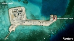 卫星图像显示中国在普拉特利群島(中国称南沙群岛)或安置了雷达等设施。